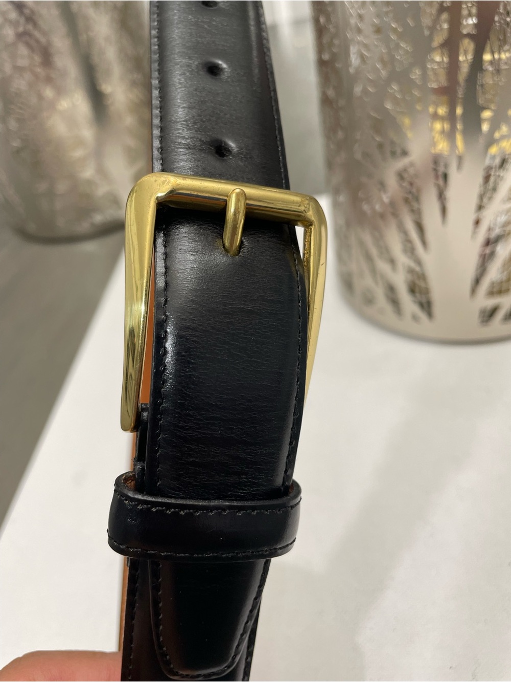 Vintage Coach Womens Black Leather Belt Brass Buckle Size 34” 85cm - Picture 9 of 10